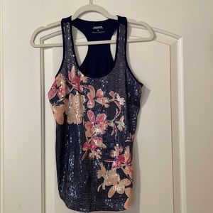 Racer back sequined tank top